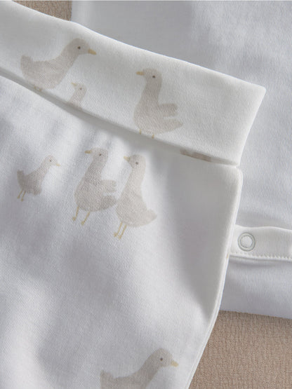 Baby Bear Print Two Piece Set White