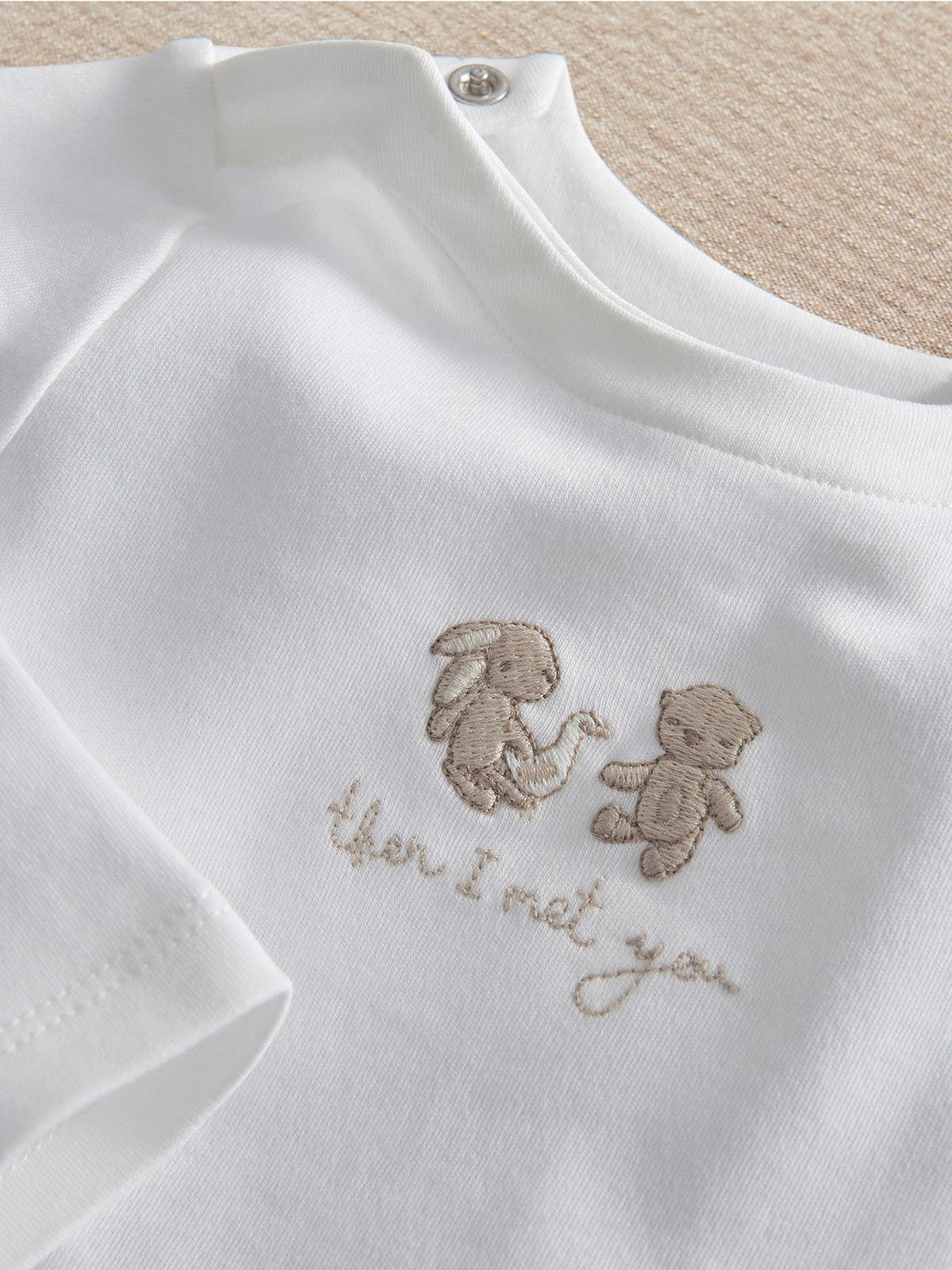 Baby Bear Print Two Piece Set White