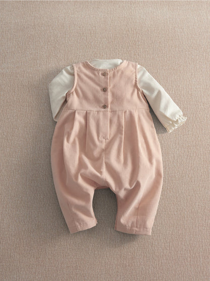 Baby Embroidered Romper Two Piece Set Pink