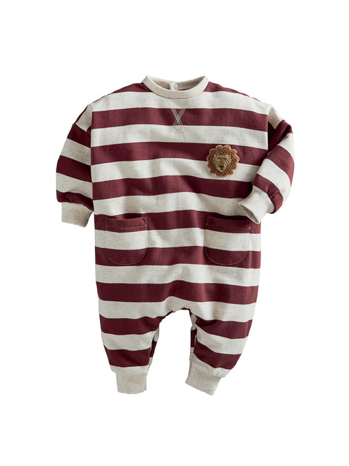 Baby Stripe Romper Red