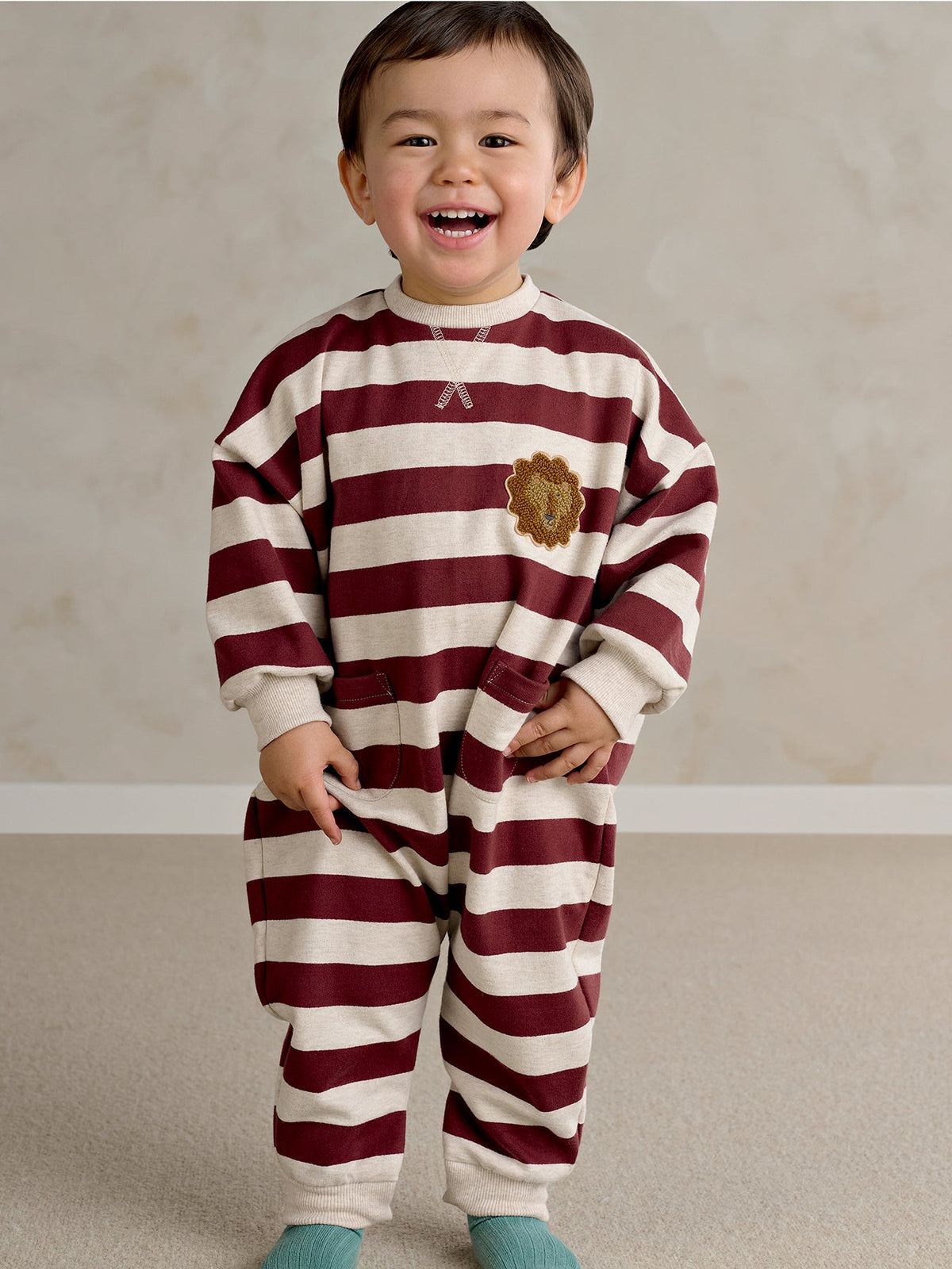 Baby Stripe Romper Red
