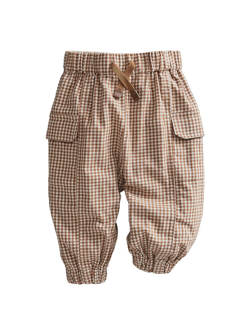 Baby Gingham Joggers Beige