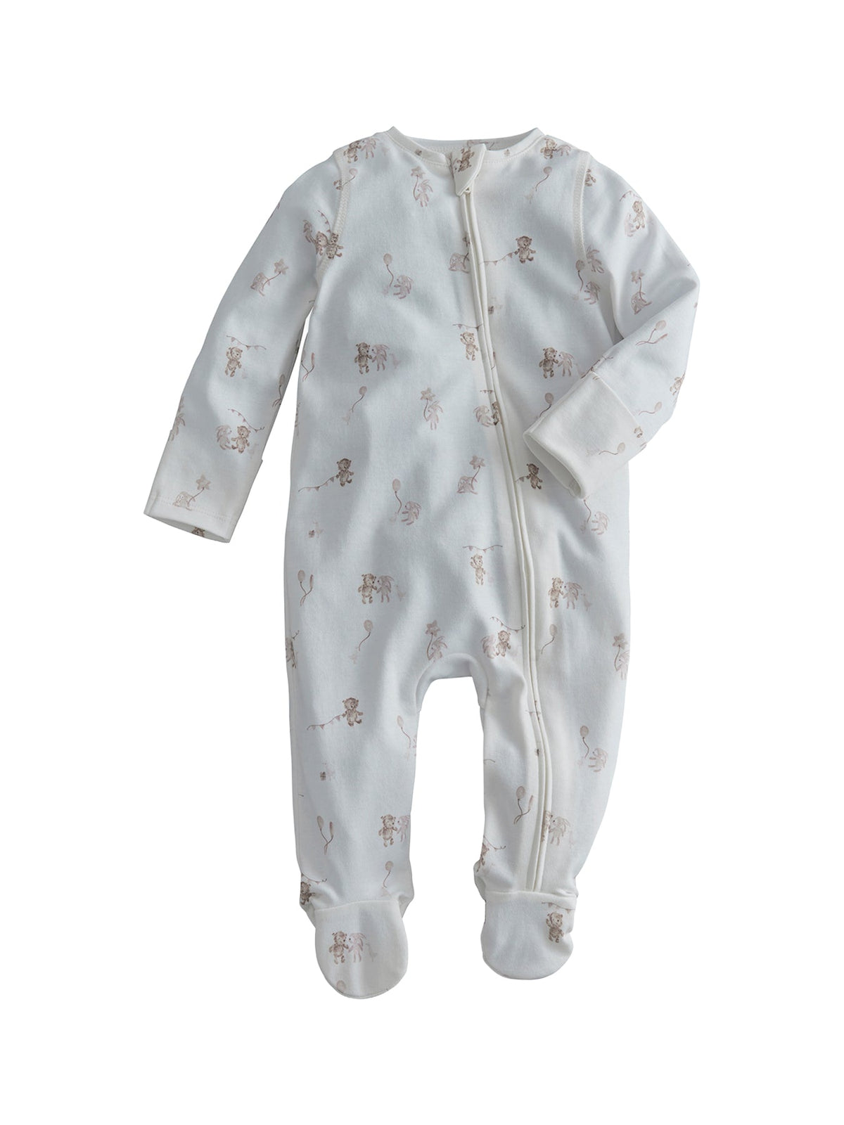 Baby Celebration Print Zip Sleepsuit White