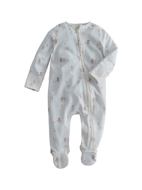 Baby Celebration Print Zip Sleepsuit White