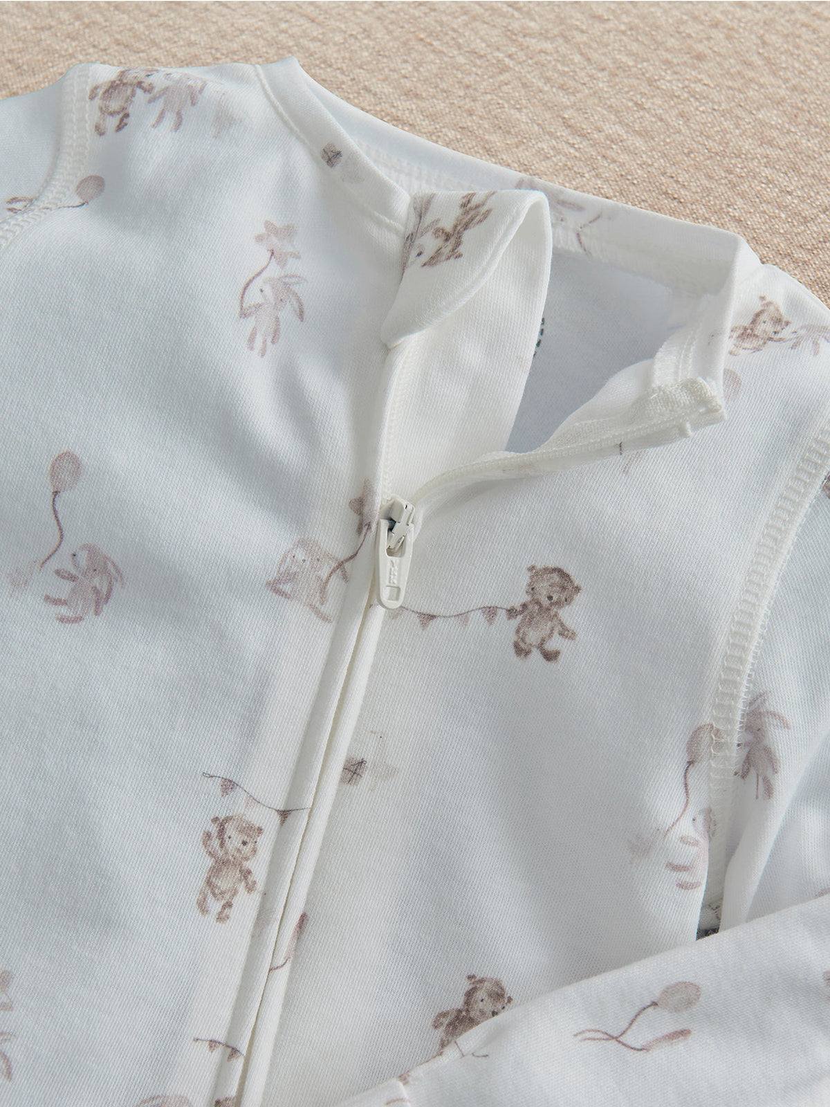 Baby Celebration Print Zip Sleepsuit White