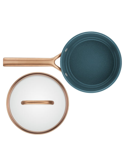 Aluminium Ceramic Titanium Saucepan With Glass Lid 18cm - Blue