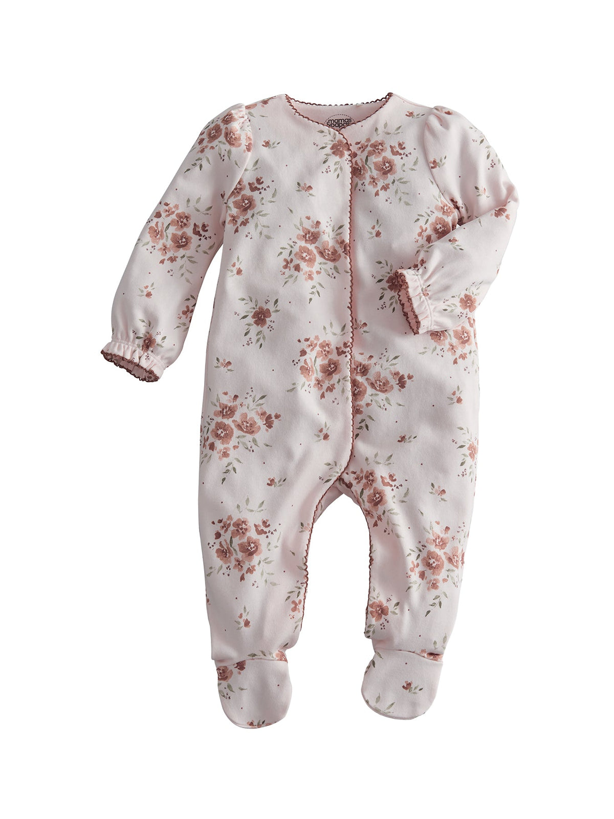 Baby Large Floral Print Cotton Sleepsuit Pink