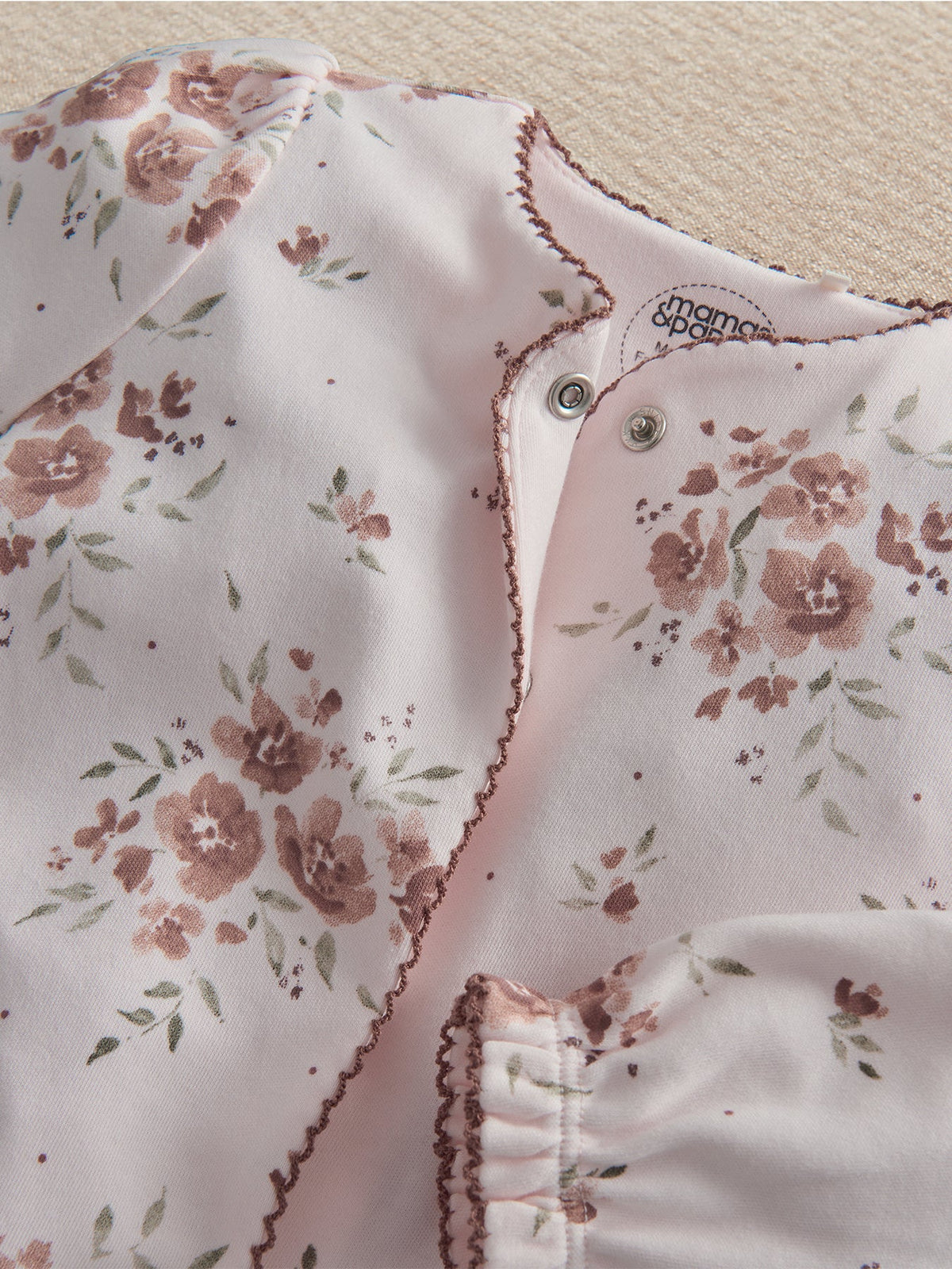 Baby Large Floral Print Cotton Sleepsuit Pink
