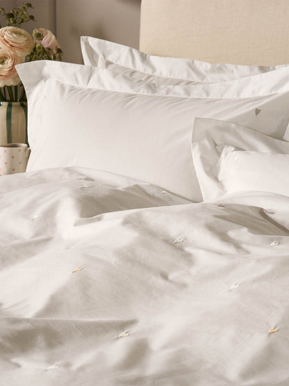 Love Hearts Embroidery Oxford Pillowcase Pair