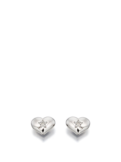 Kids Suri Diamond Heart Stud Earrings