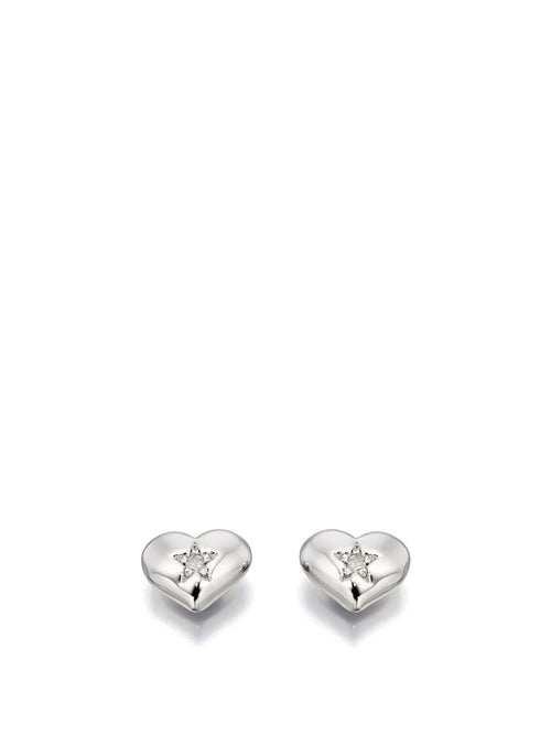 Kids Suri Diamond Heart Stud Earrings
