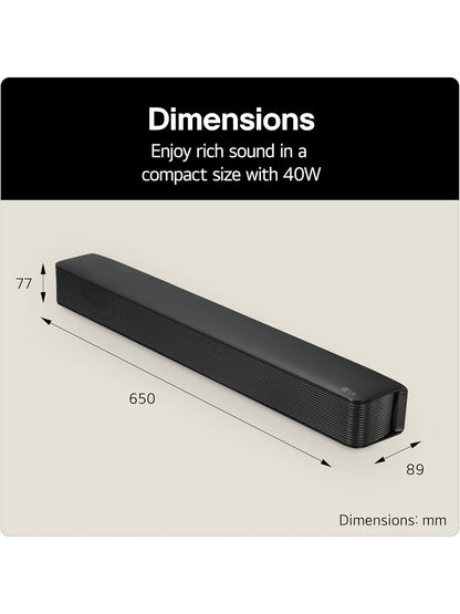 LG SQM1 2.0 Channel Soundbar Black