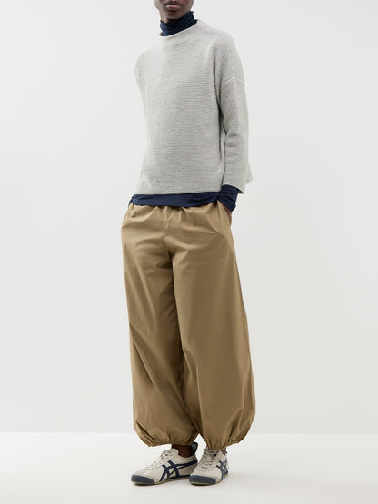 Organic Cotton Blend Funnel Neck Bracelet Sleeve Sweater - Sea Salt
