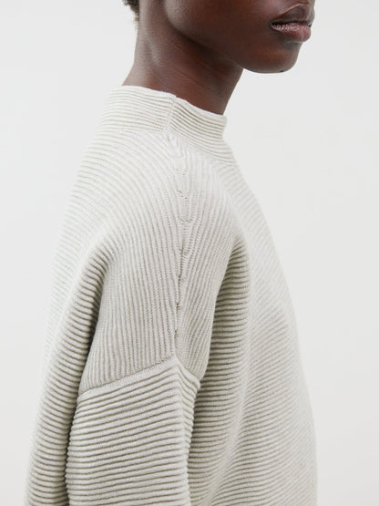 Organic Cotton Blend Funnel Neck Bracelet Sleeve Sweater - Sea Salt