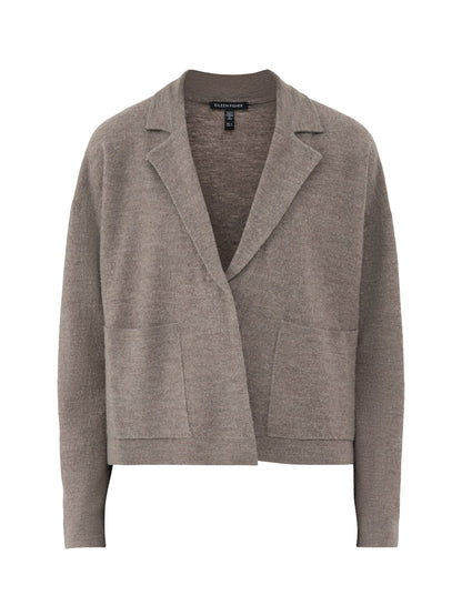 Wool Notch Collar Cardigan - Cobblestone
