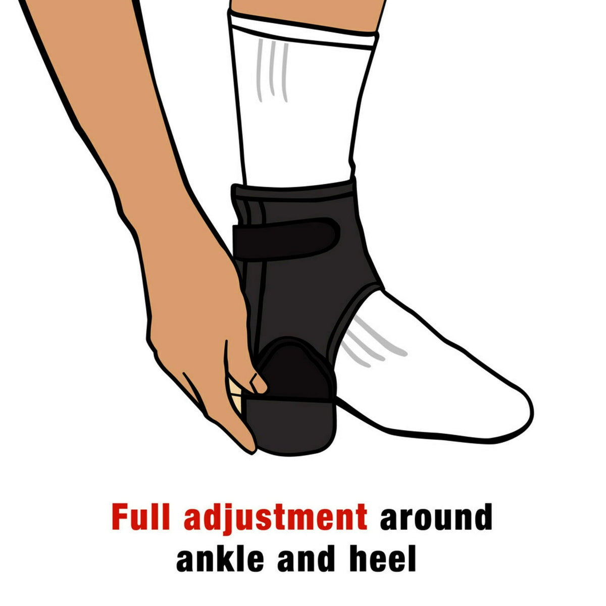 ACE Brand Ankle Support with Side Stabilizers, Adjustable, Black, 1 Brace