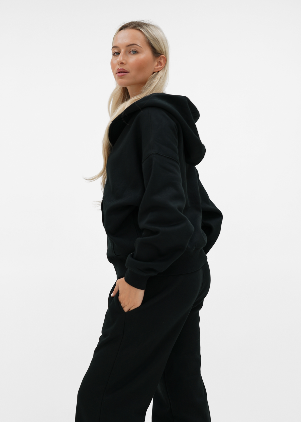 Basic zip hoodie black (tall)