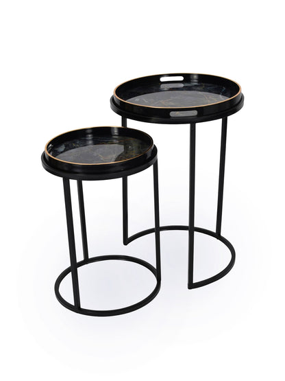 Vesuvius Black and Gold Nesting Tables Set of Two