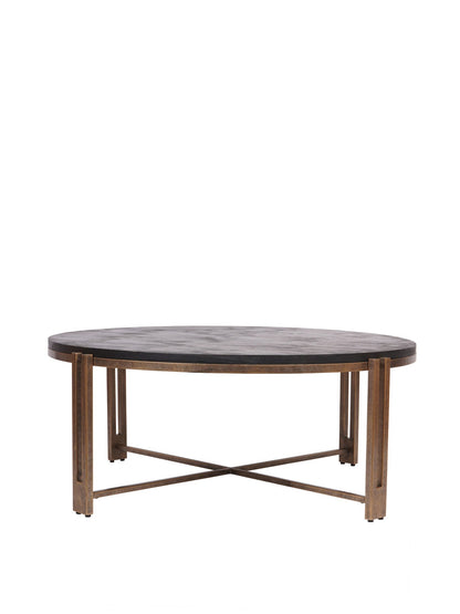 Dalston Sandblasted Wood and Champagne Frame Coffee Table Black