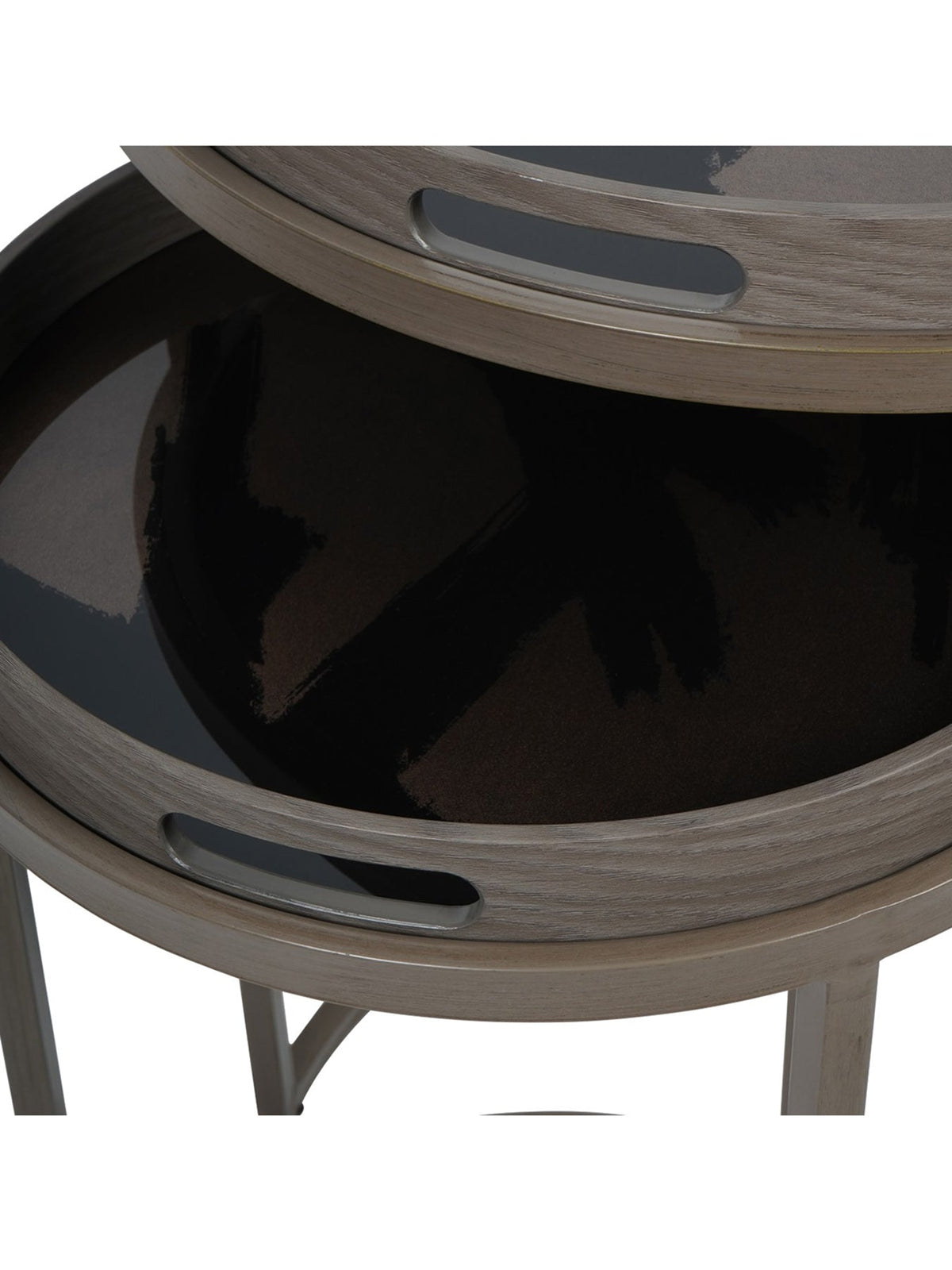Impasto Brushstroke Set of 2 Side Tray Tables Taupe