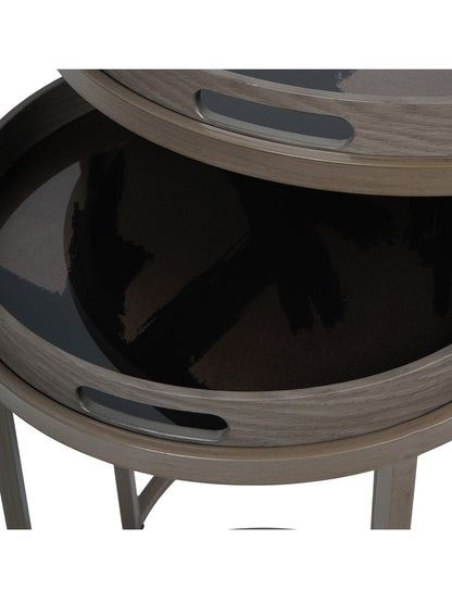 Impasto Brushstroke Set of 2 Side Tray Tables Taupe