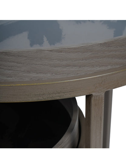 Impasto Brushstroke Set of 2 Side Tray Tables Taupe