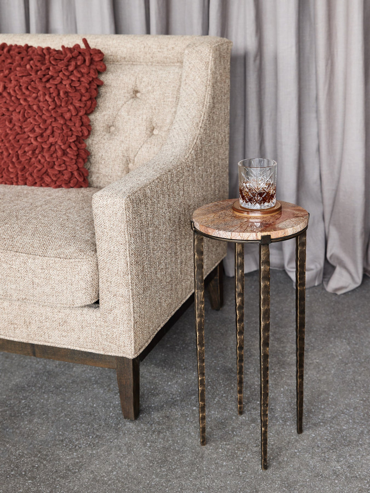 Leo Forest Brown Marble Accent Table