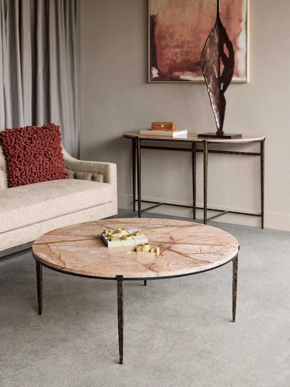 Leo Forest Brown Marble Coffee Table