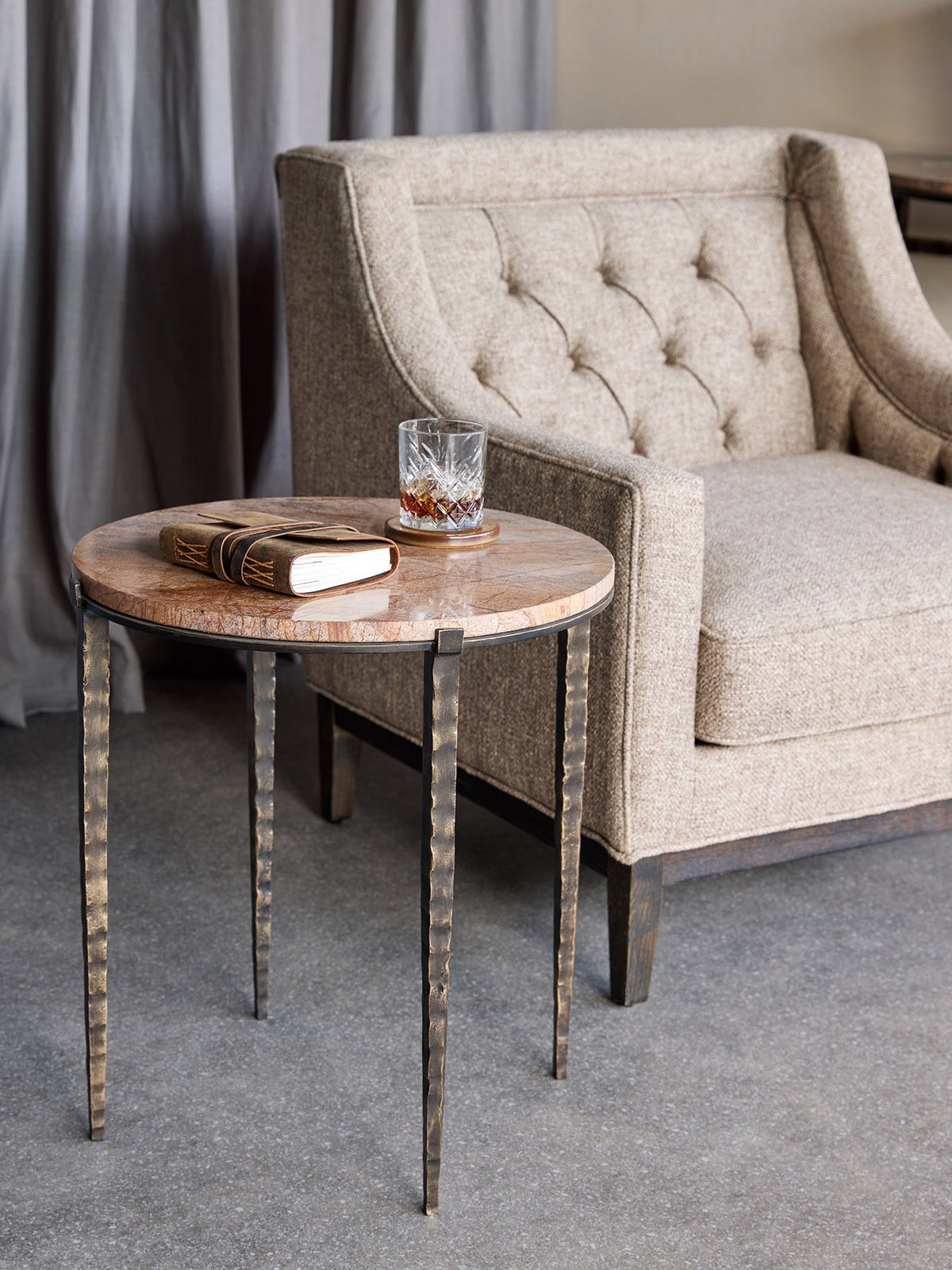 Leo Forest Brown Marble End Table