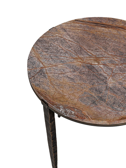 Leo Forest Brown Marble End Table