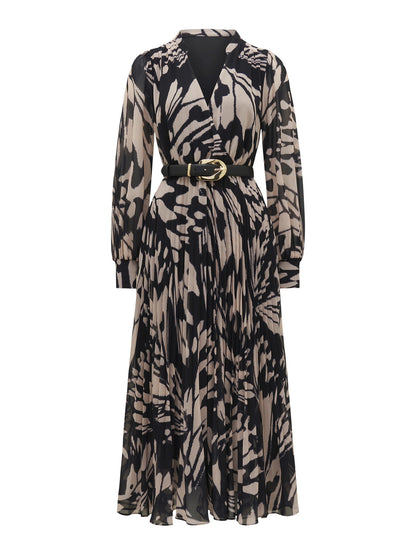Saskia Pleated Wrap Midi Dress