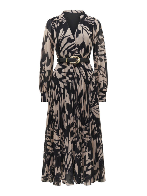Saskia Pleated Wrap Midi Dress