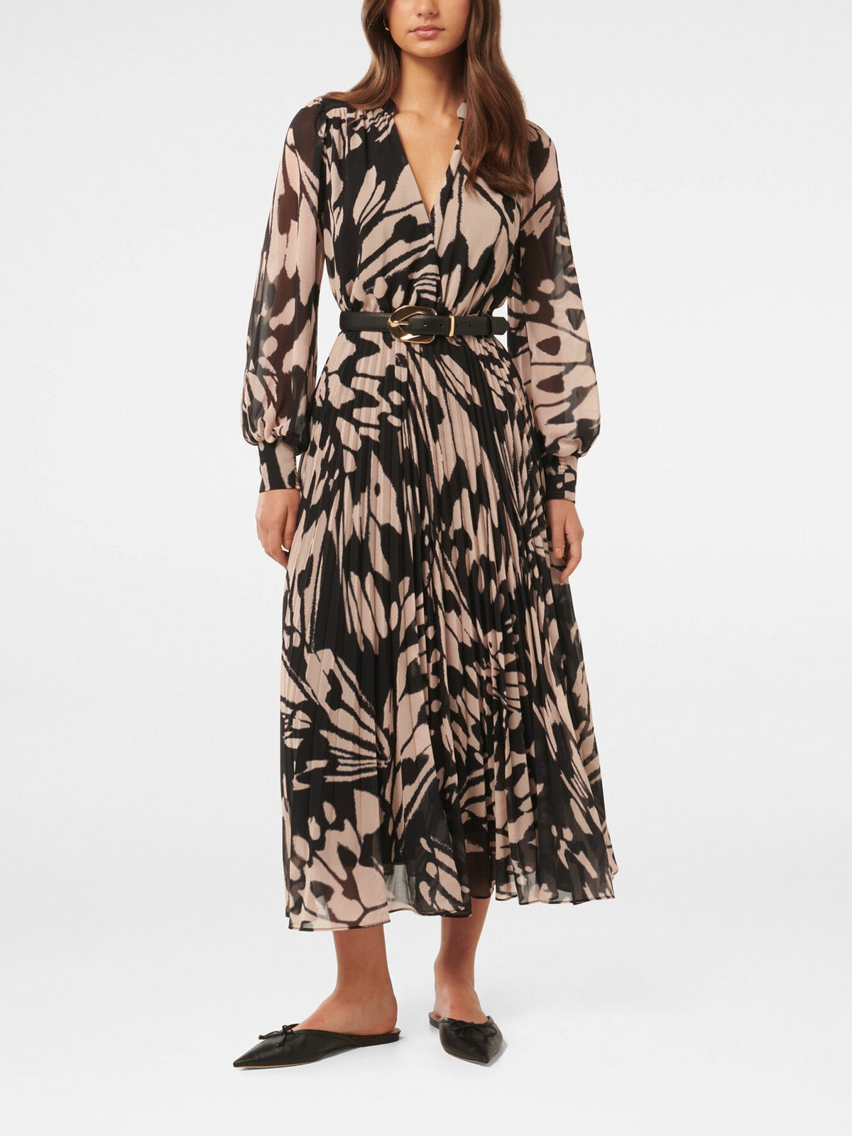 Saskia Pleated Wrap Midi Dress