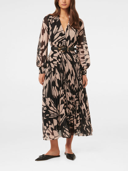 Saskia Pleated Wrap Midi Dress