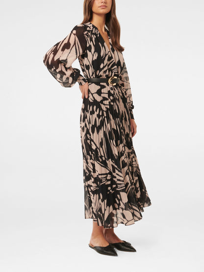 Saskia Pleated Wrap Midi Dress