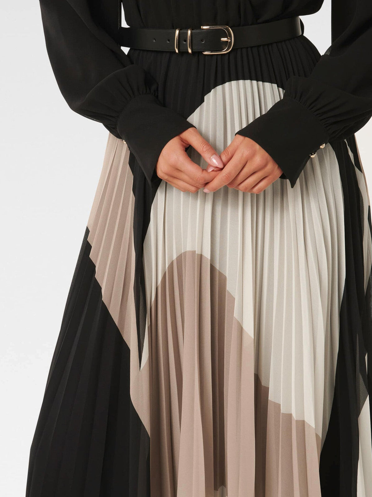 Milan Belted Pleated Midi Dress
