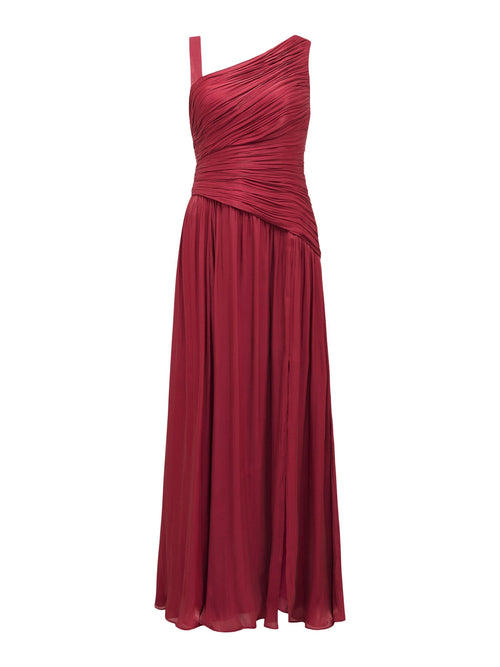 Nya Metallic Asymmetrical Maxi Dress