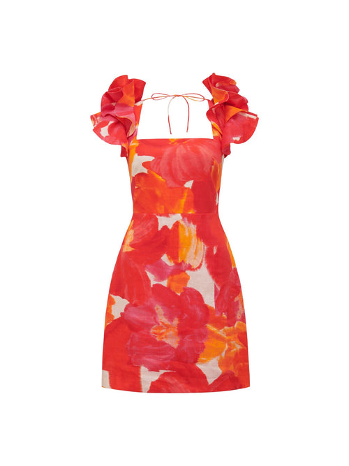 Mackenzie Ruffle Sleeves Mini Dress