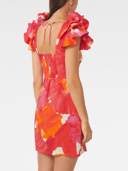 Mackenzie Ruffle Sleeves Mini Dress