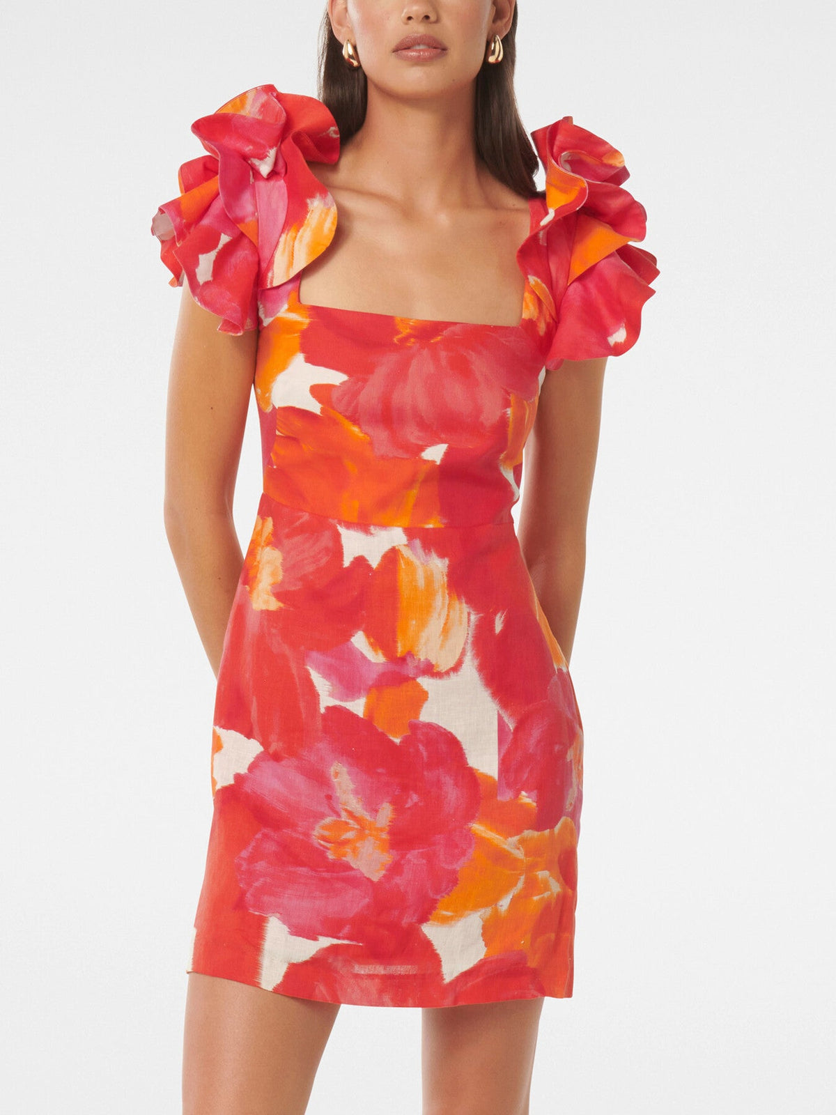 Mackenzie Ruffle Sleeves Mini Dress