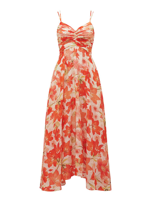 Jolie Strappy Ruched Bodice Maxi Dress