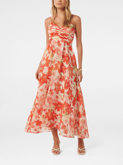 Jolie Strappy Ruched Bodice Maxi Dress