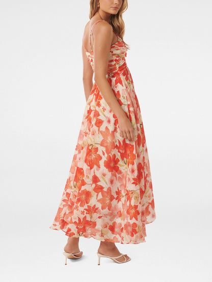 Jolie Strappy Ruched Bodice Maxi Dress