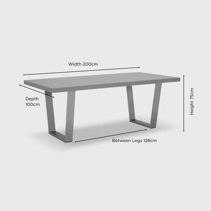 Grey Halmstad Concrete Effect 200cm Dining Table, Seats 4-6