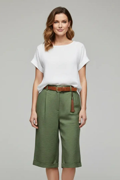 Women's Structured Cotton High-Waist Shorts | Stylish Tailored Casual Summer Bottoms
