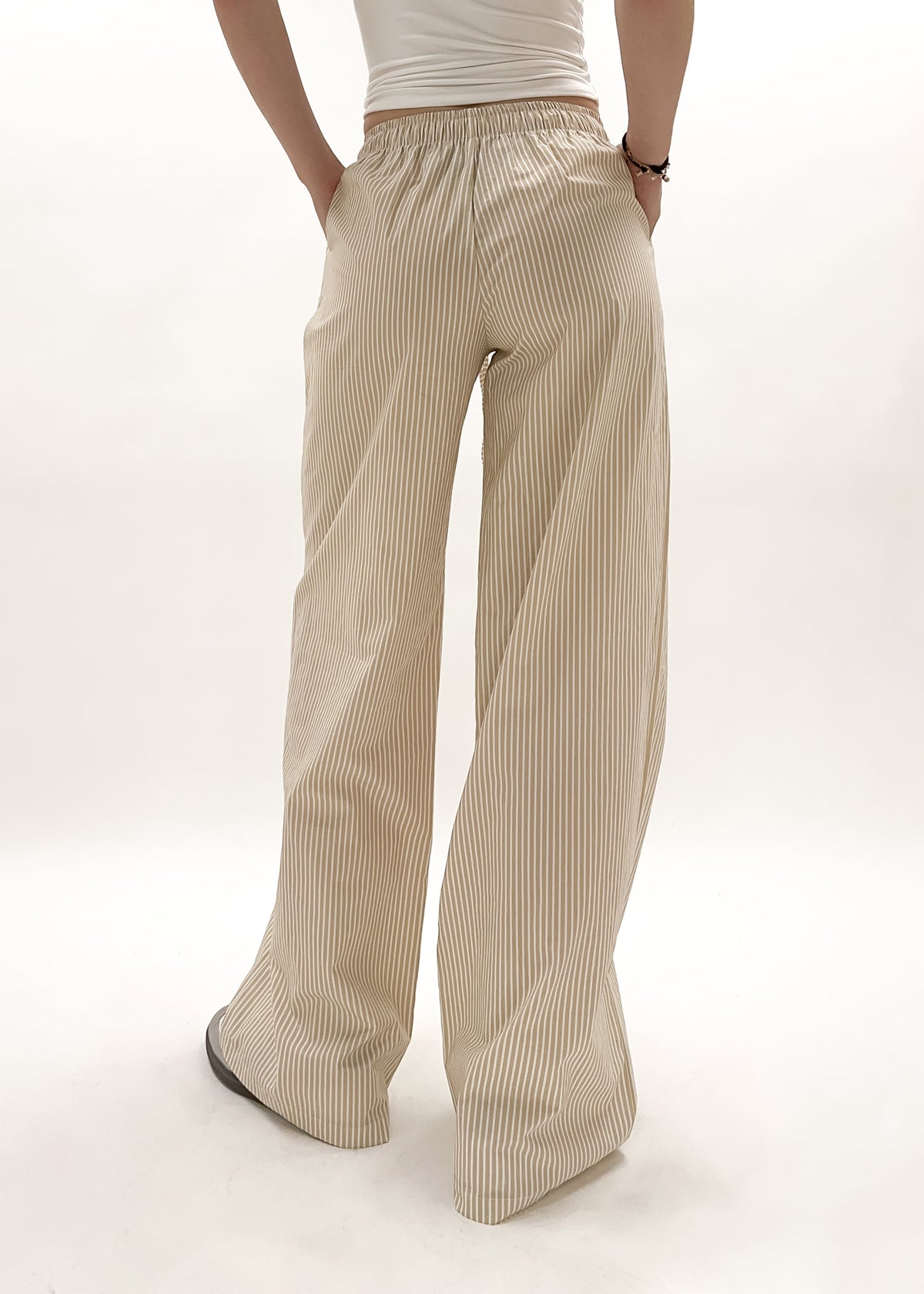 Cotton pants striped (tall) beige/white