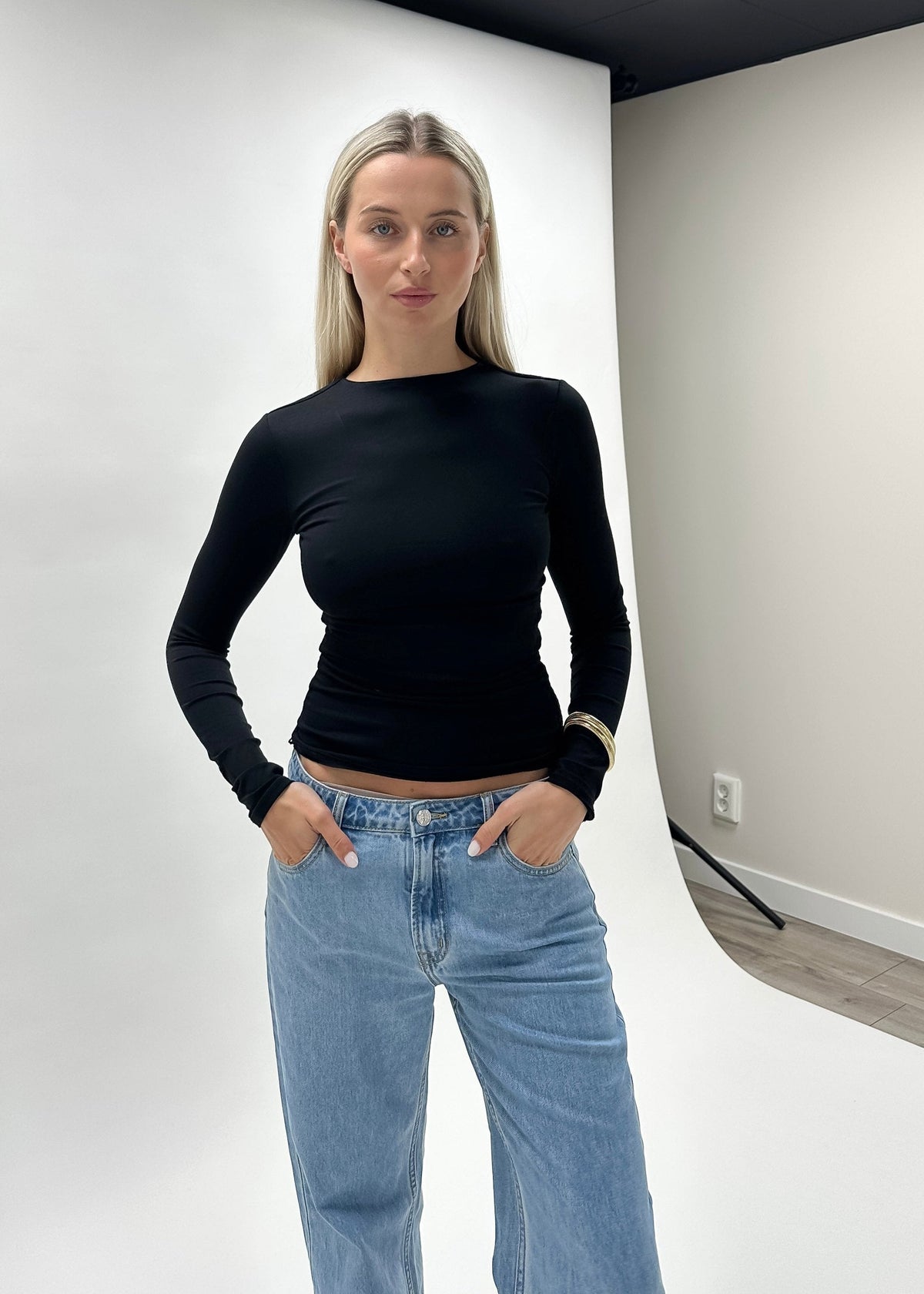 Long sleeve top long black (tall)