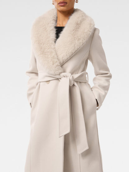 Monica Petite Faux Fur Collared Wrap Coat