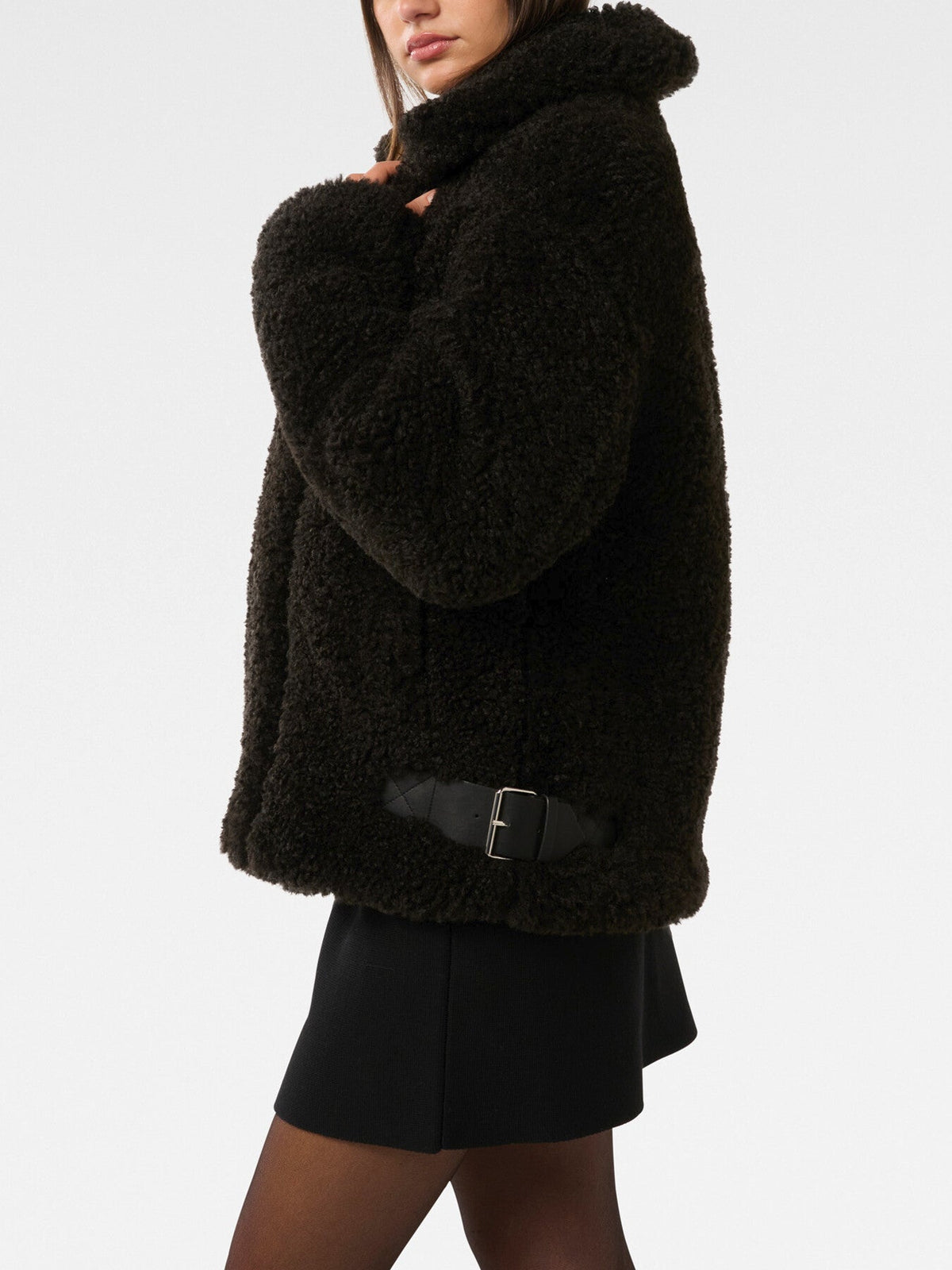 Belle Faux Fur Aviator Jacket
