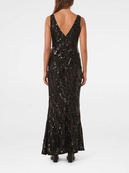 Marlena V-Neck Sequin Gown
